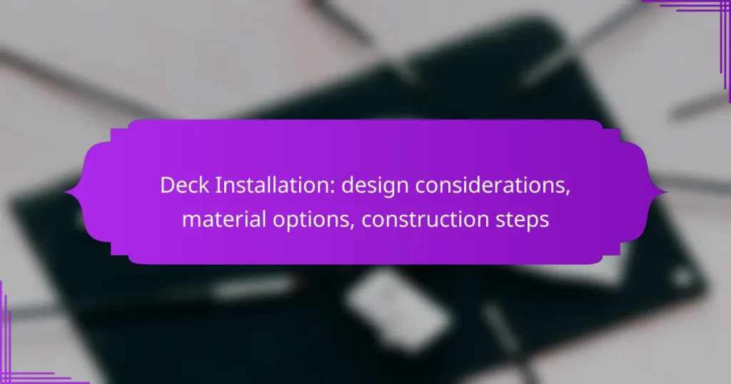 Deck Installation: design considerations, material options, construction steps