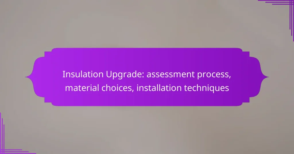 Insulation Upgrade: assessment process, material choices, installation techniques