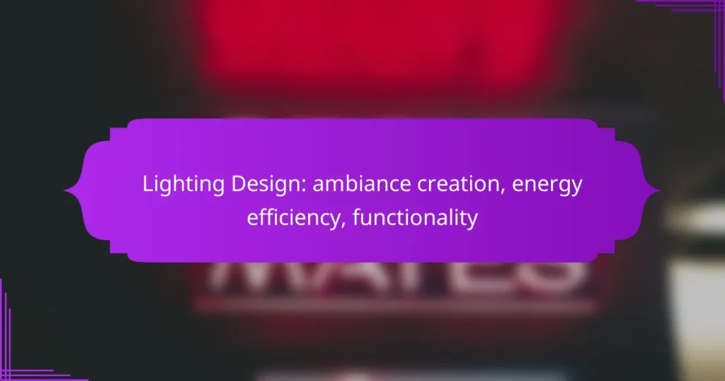 Lighting Design: ambiance creation, energy efficiency, functionality