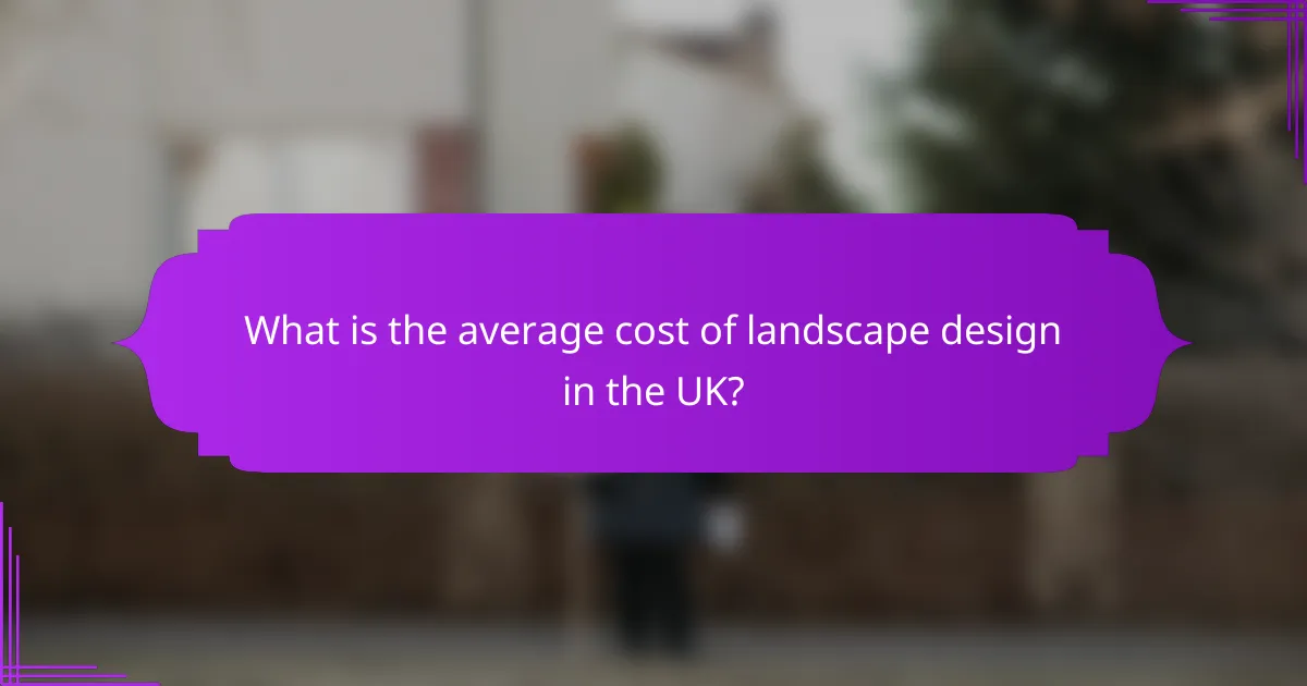 What is the average cost of landscape design in the UK?