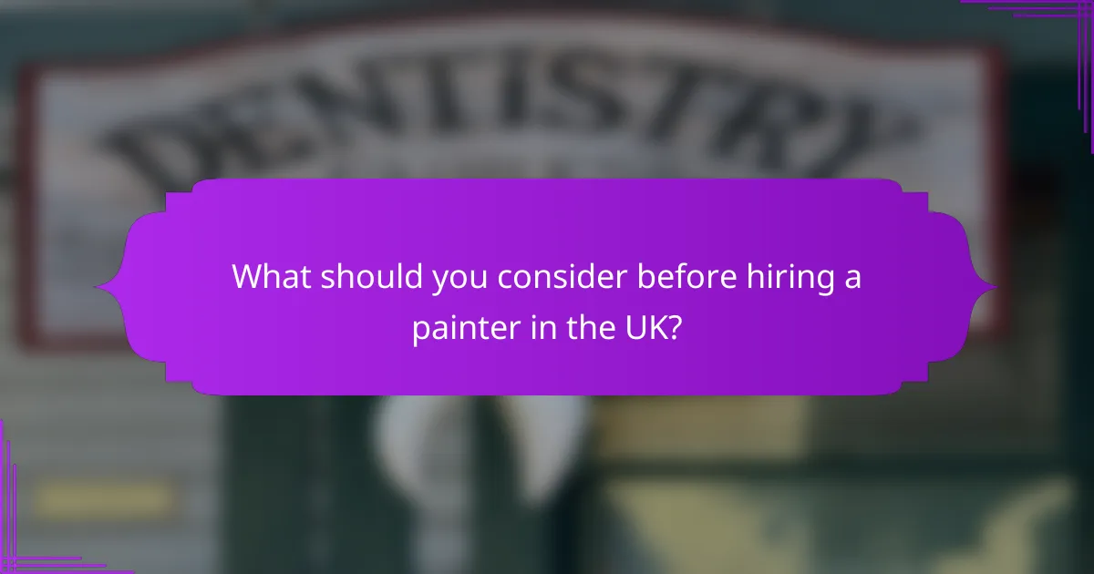 What should you consider before hiring a painter in the UK?